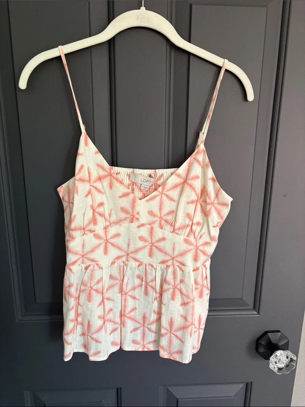 LOFT Cream Camisole with Pink Starburst Print